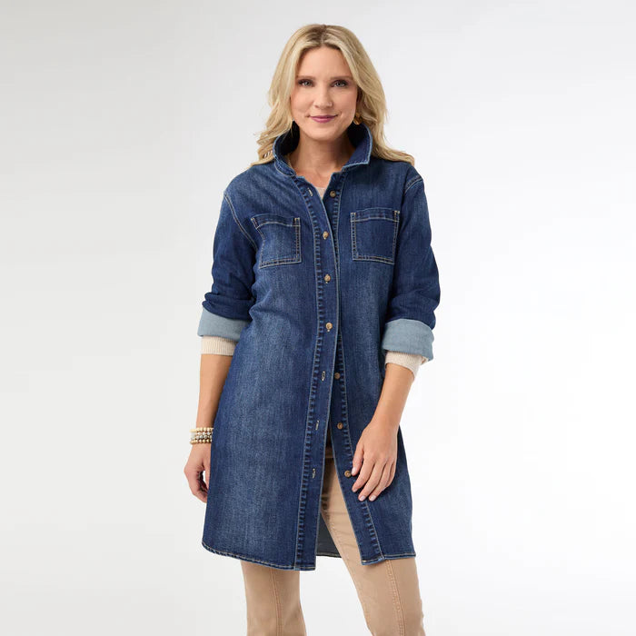 Bambu Soft Button Front Long Shacket