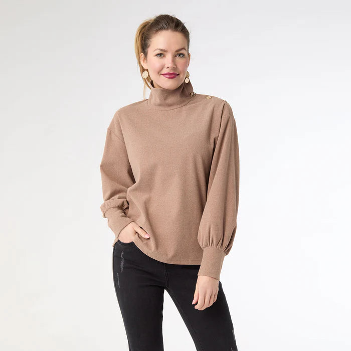 Audrina Super Soft Top with Button Detail