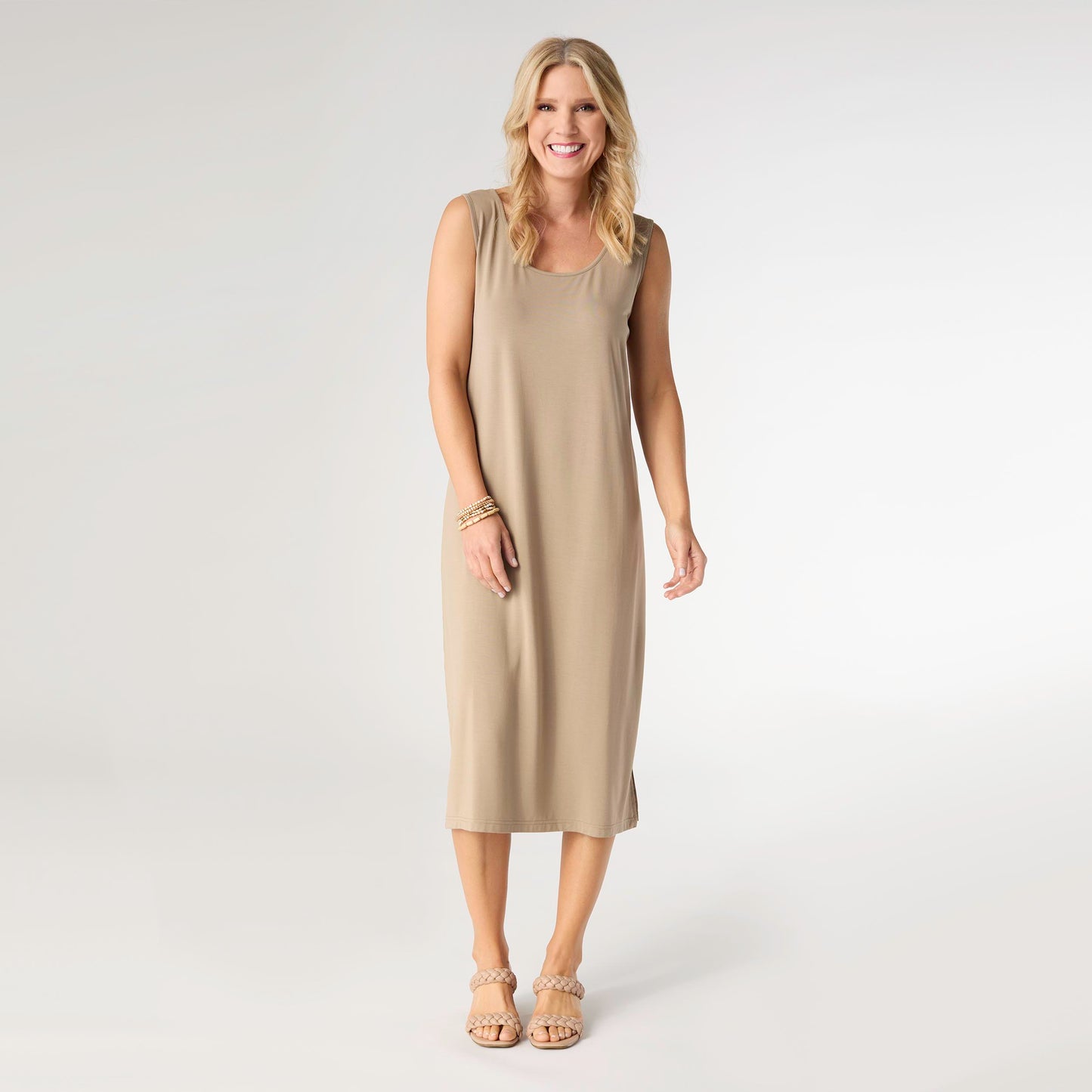 Soft Landing Sleeveless Dress - Taupe XS