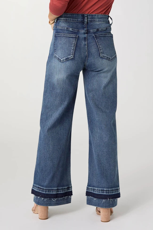 EverStretch Wide Leg Denim with Dual Wash Bottom