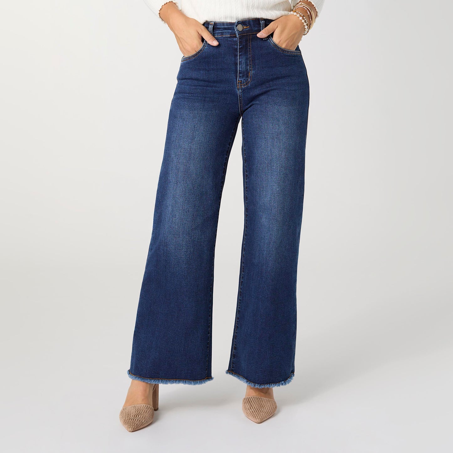 EverStretch Wide Leg with Fringe - Dark Denim S