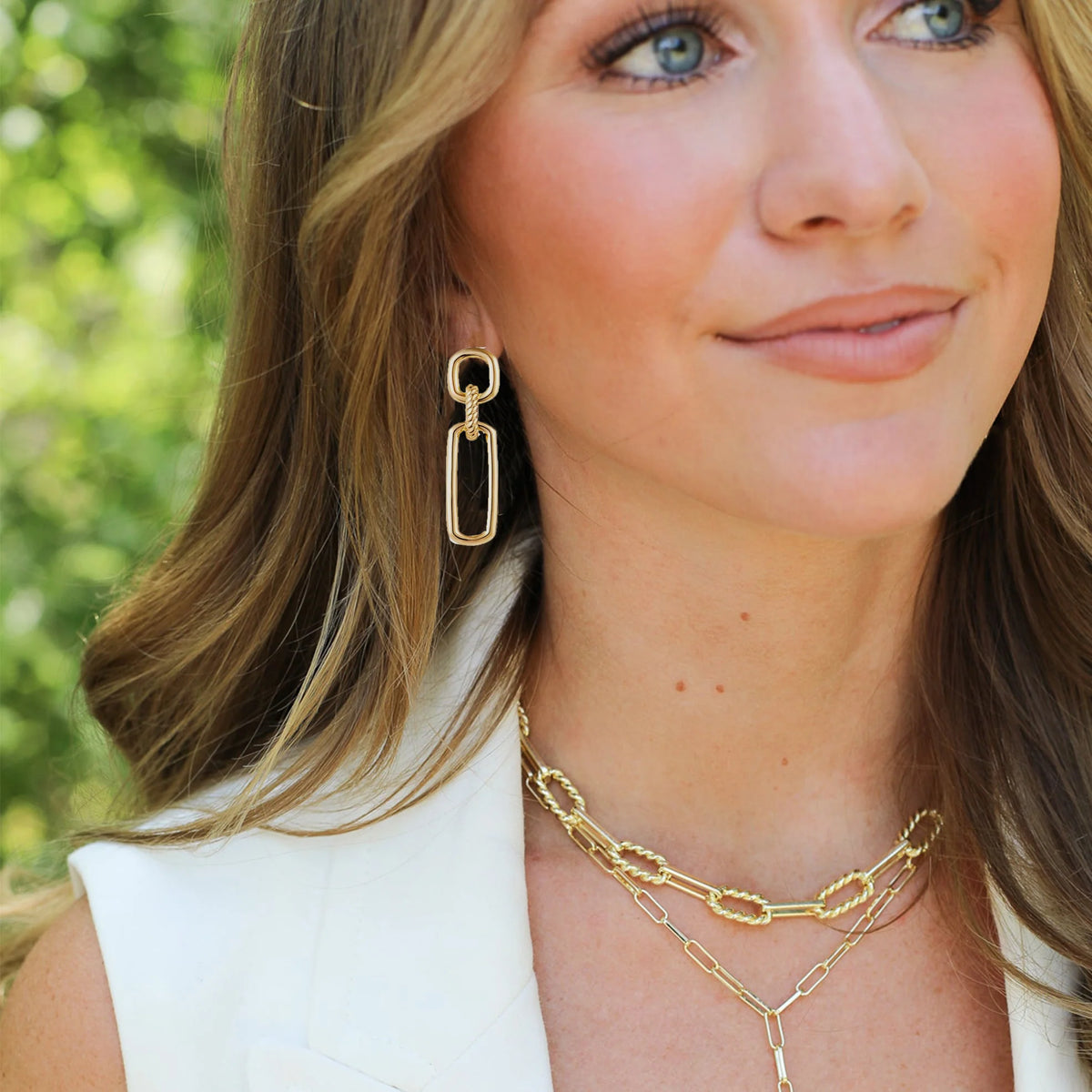She's Spicy Link Statement Earrings Gold