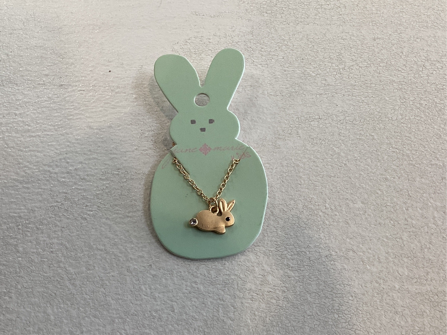 Kids Gold Bunny with Crystal Tail Necklace
