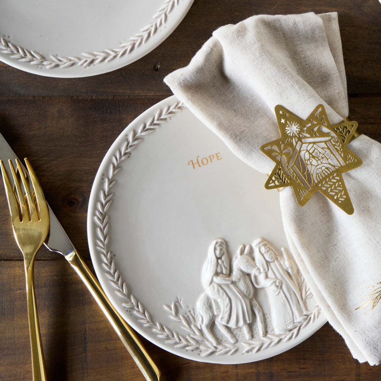 Christmas Journey Ceramic Nativity Appetizer Plates Set of 4