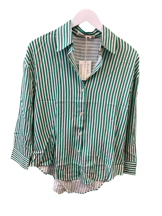 The Kathryn Button-Up, Striped Green