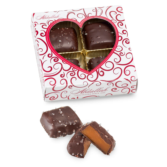 2.4oz Sea Salt Dark Caramels-Valentine Gift Box