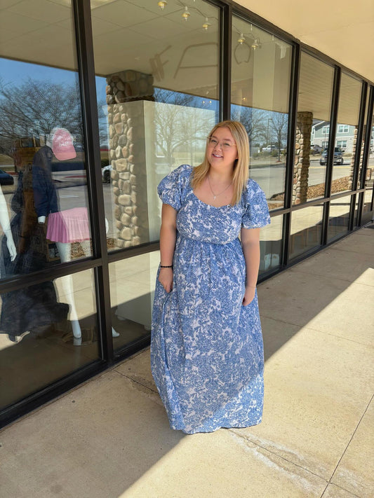 SIMPLY SOUTHERN Blue Floral Maxi-Dress