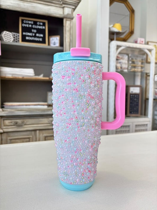 Simply Southern Rhinestone Blue Pearl Tumbler