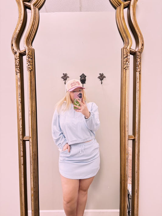 SIMPLY SOUTHERN QUARTER ZIP PULLOVER IN POWDER BLUE