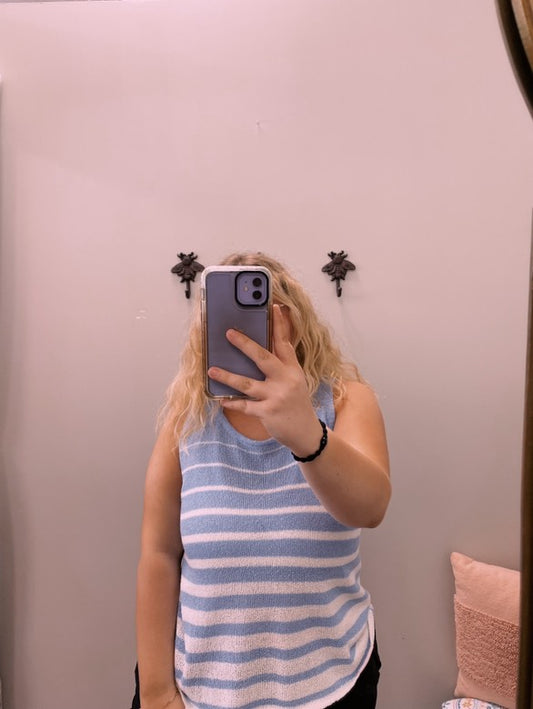 Simply Southern Tank Blue W/ White Stripes