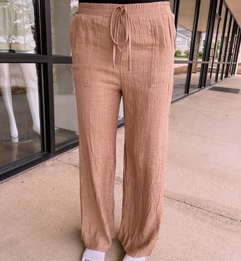 HIGH WAIST DRAWSTRING WIDE LEG LOUNGE PANTS