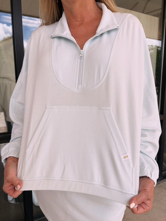 SIMPLY SOUTHERN QUARTER ZIP PULLOVER IN SEAFOM