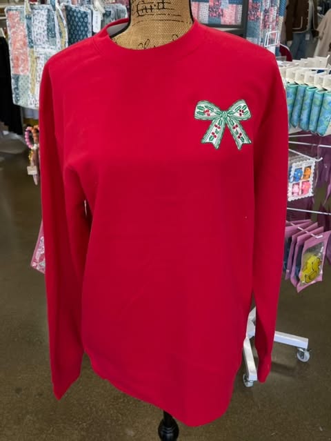 Holly Christmas Bow Pullover