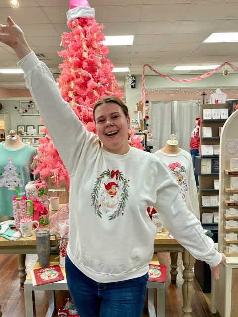 Jolly Santa with Wreath Crewneck