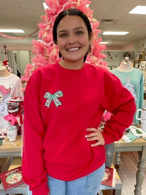 Holly Christmas Bow Pullover