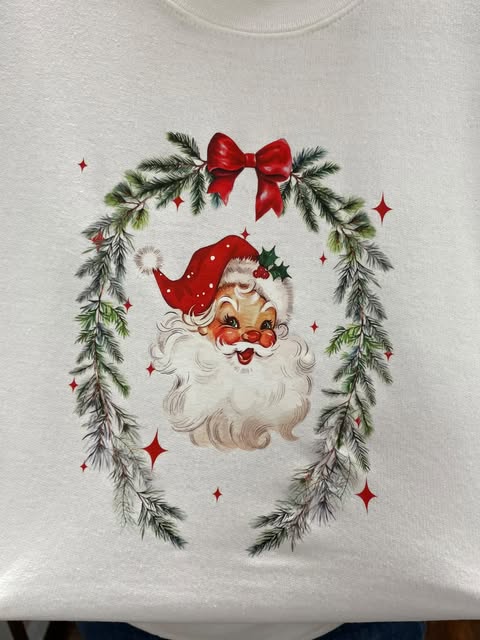 Jolly Santa with Wreath Crewneck