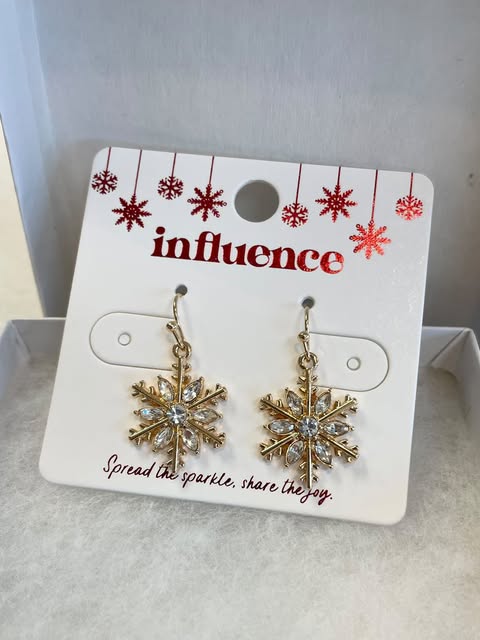 Pave Crystal Snowflake Earrings