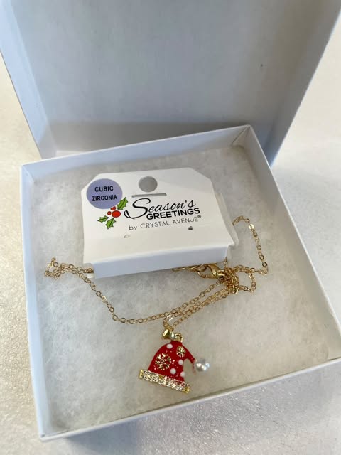 Pave Christmas Hat Necklace