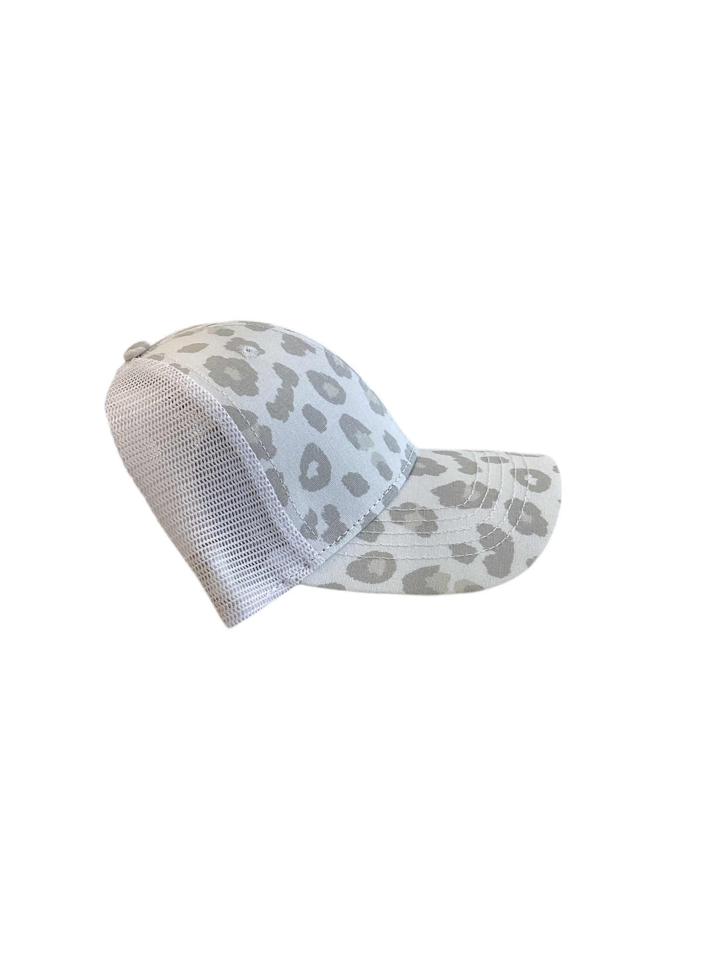 Snow Leopard Ponytail Trucker Hat