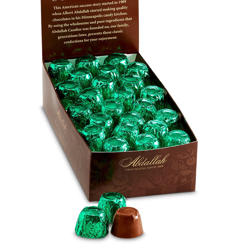 0.5oz Milk Chocolate Peanut Butter Bites-Holiday Green Foil