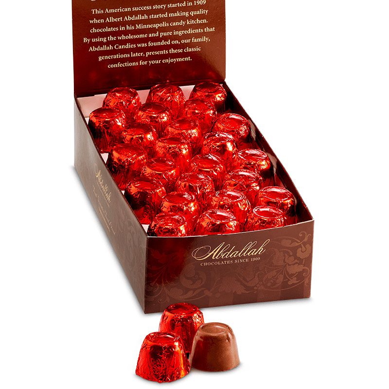 0.55oz Milk Chocolate Caramel Bites-Holiday Red Foil