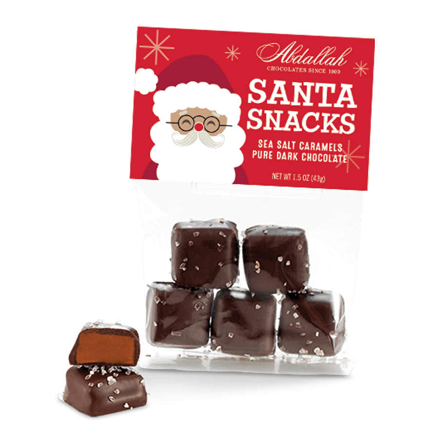 2.4oz Santa Snacks - Dark Choc. Sea Salt Caramels