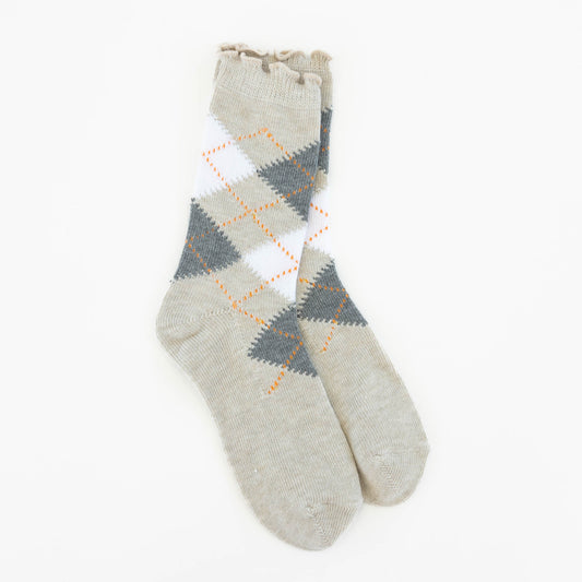 Weekend Argyle Ruffle Mini Crew