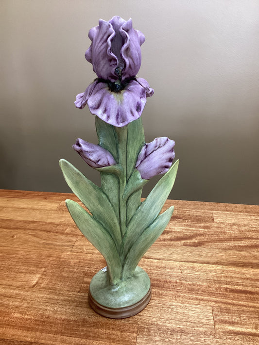 Pier 31 Purple iris Sculpture 14 in Ceramic