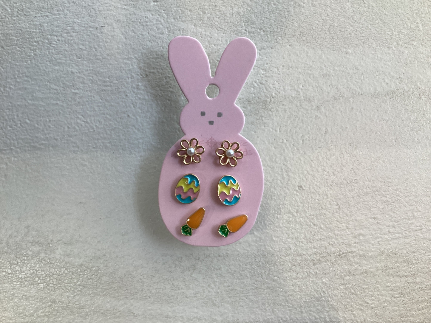 Kids Easter Pink Flower Egg Carrot Earrings