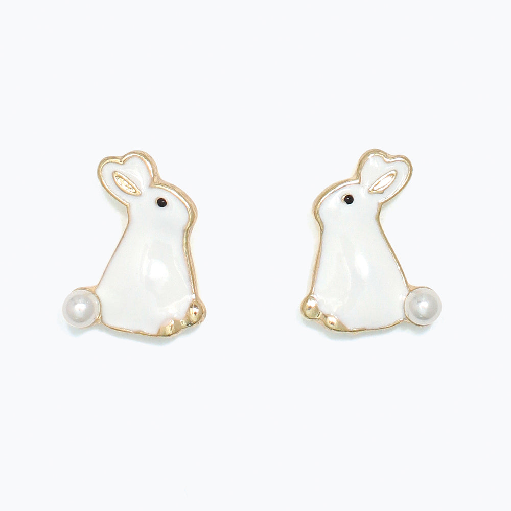 Earrings-Bunnies with Pearls