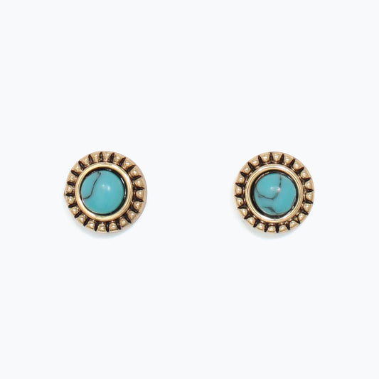 Earrings-Turquoise w Beaded Gld Fra