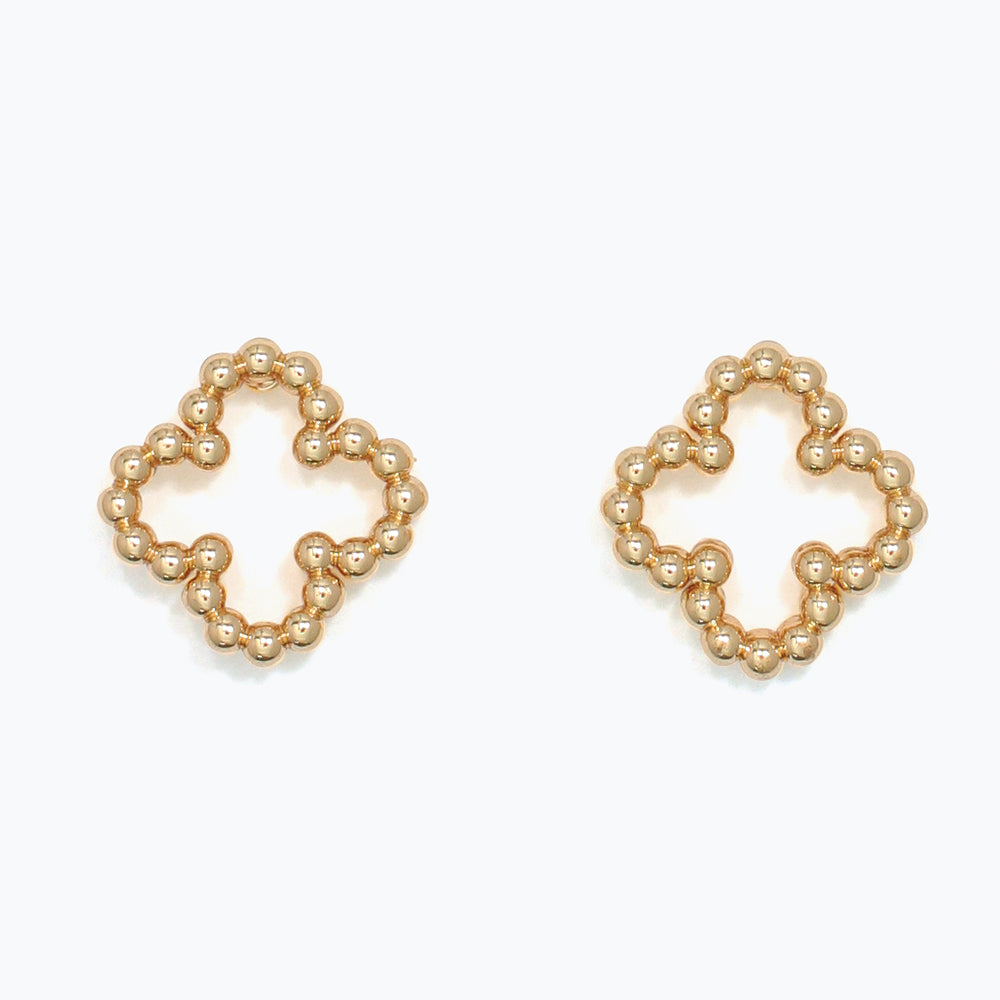 Earrings-Gold Beaded Clovers