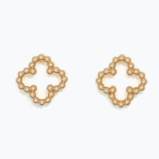 Earrings-Gold Beaded Clovers