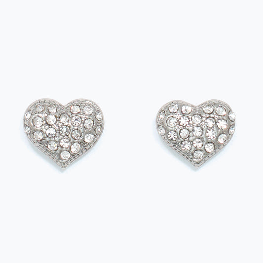 Earrings-Silver Clear Crystal Heart