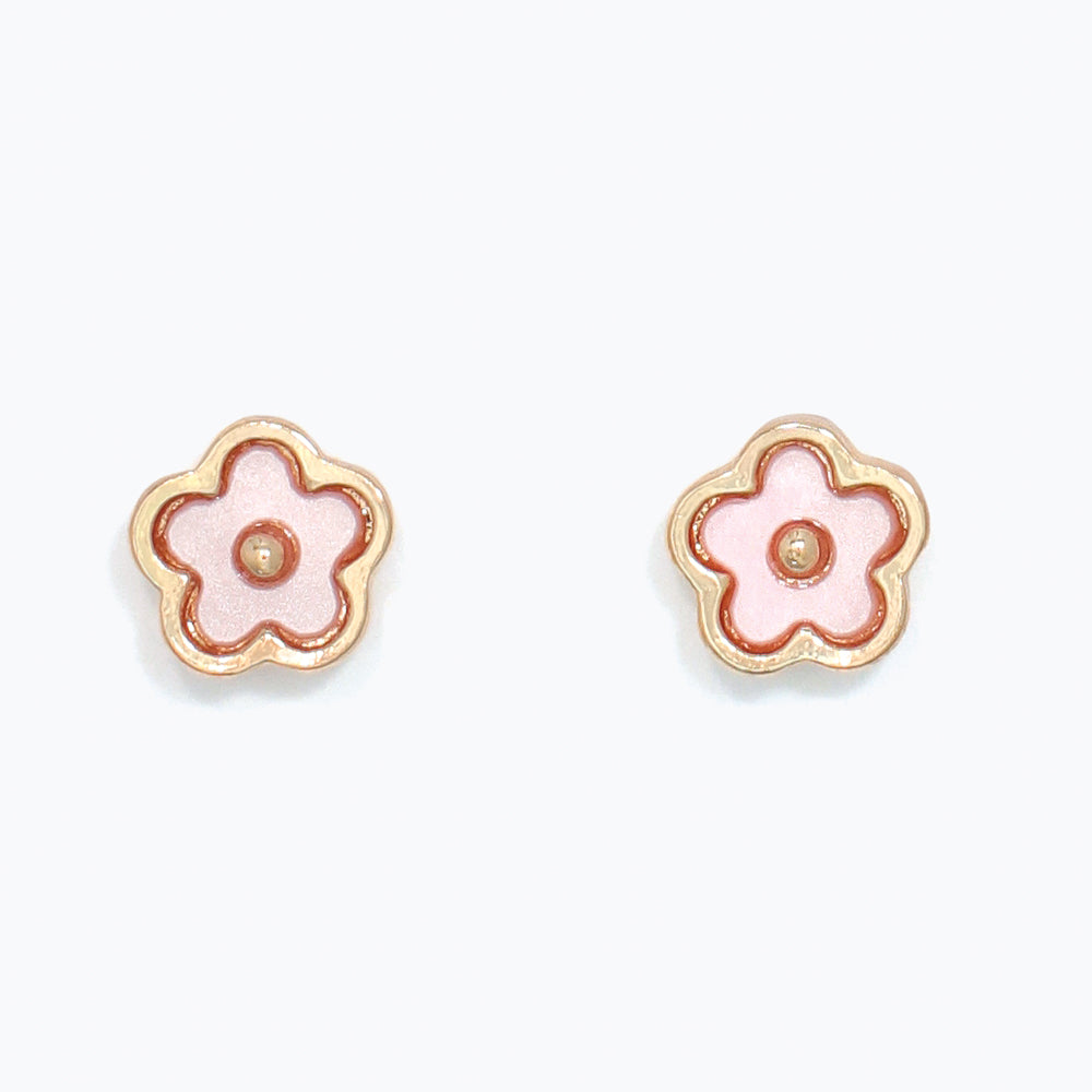 Earrings-Pink and Gold Flowers
