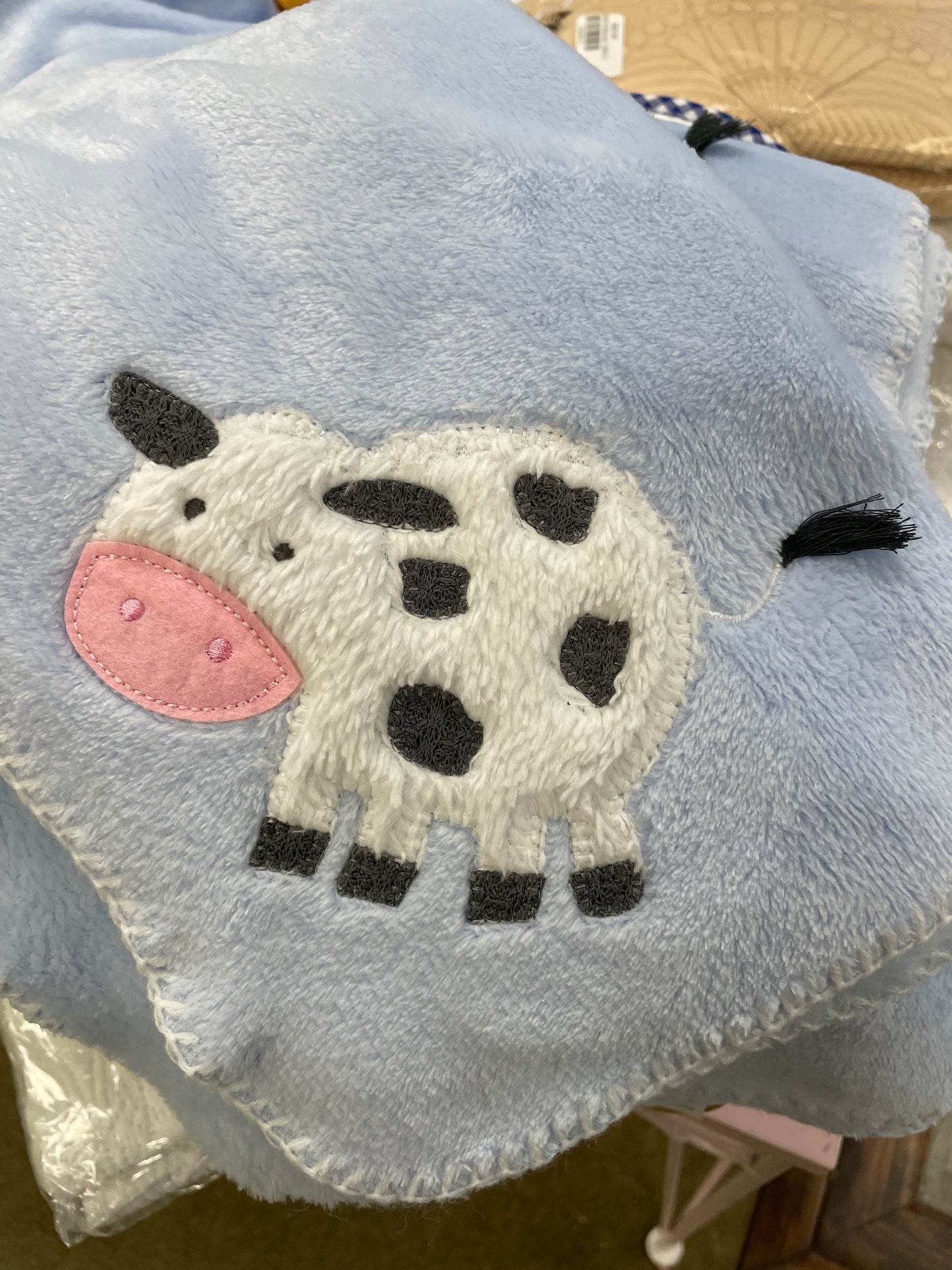 MUDPIE BABY COW BABY BLANKET W/PERSONALIZATION