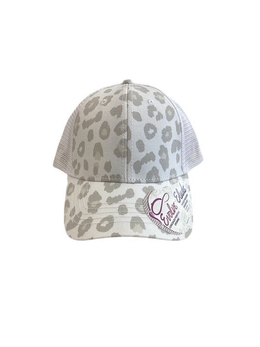 Snow Leopard Ponytail Trucker Hat