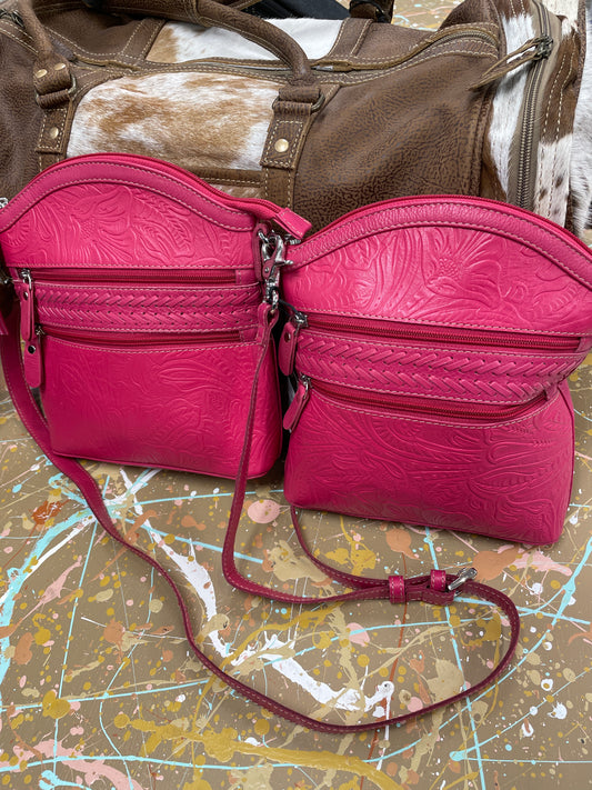 Clarendon Embossed Leather Bag in Pink