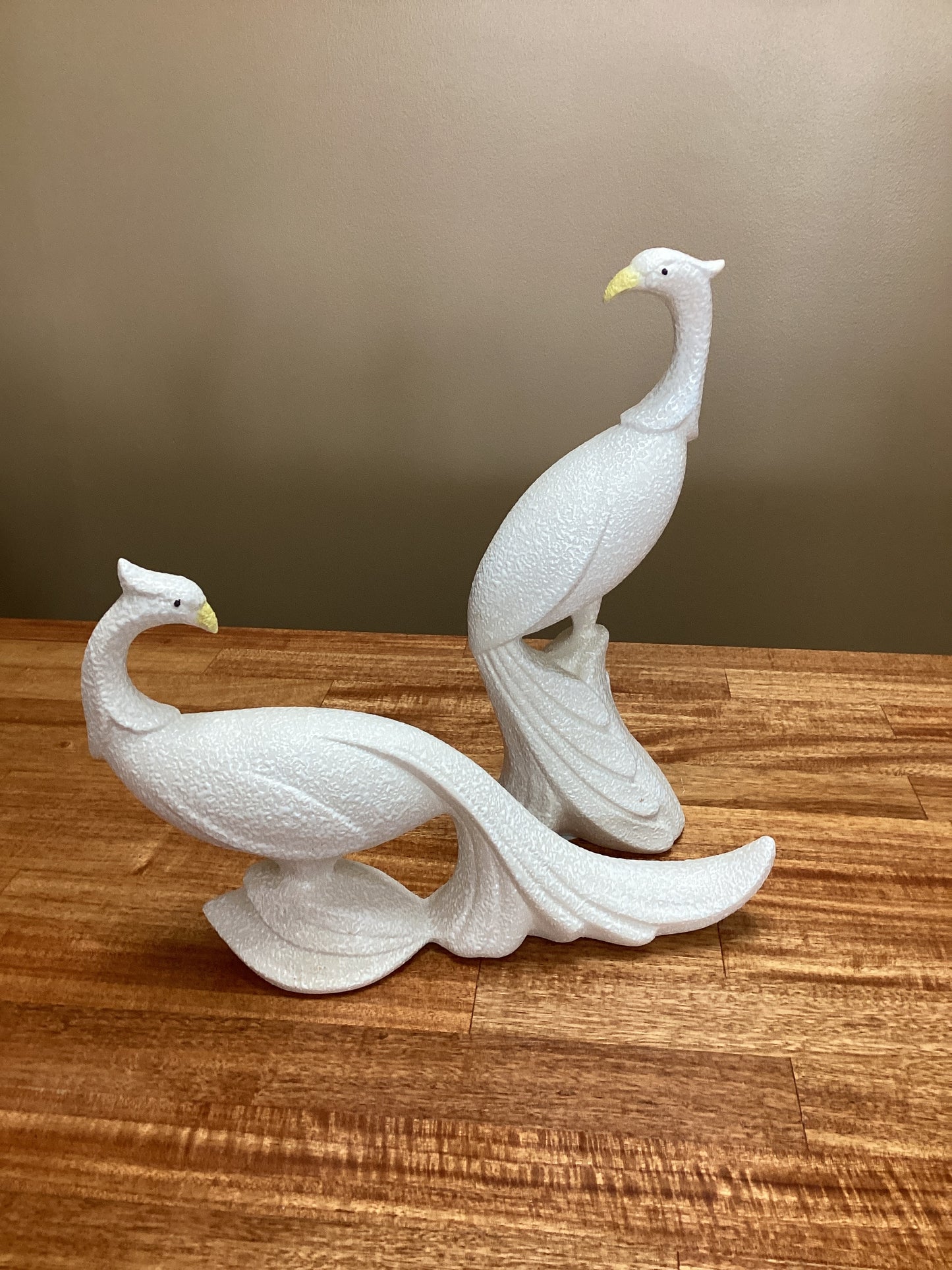 Pier 31 Vintage Ivory Ceramic Peacock Figurine Set