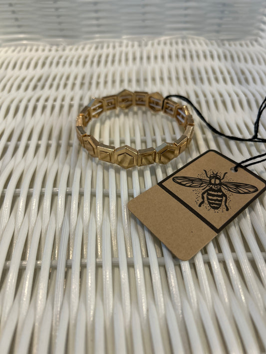 Square and Hexagon Cast Linked Bracelet