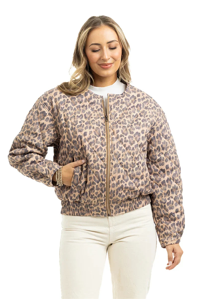 Brown Leopard Quilted Jacket