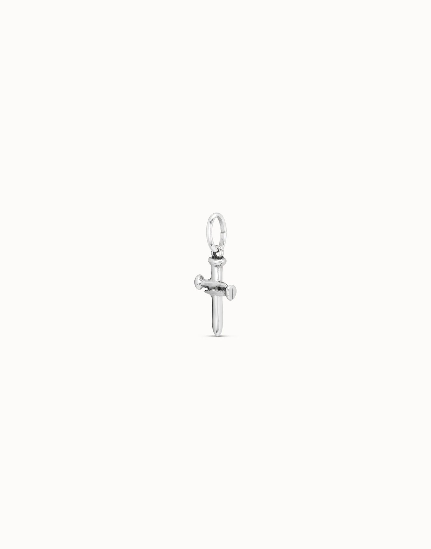 Sterling Silver-plated Cross of Nails Charm