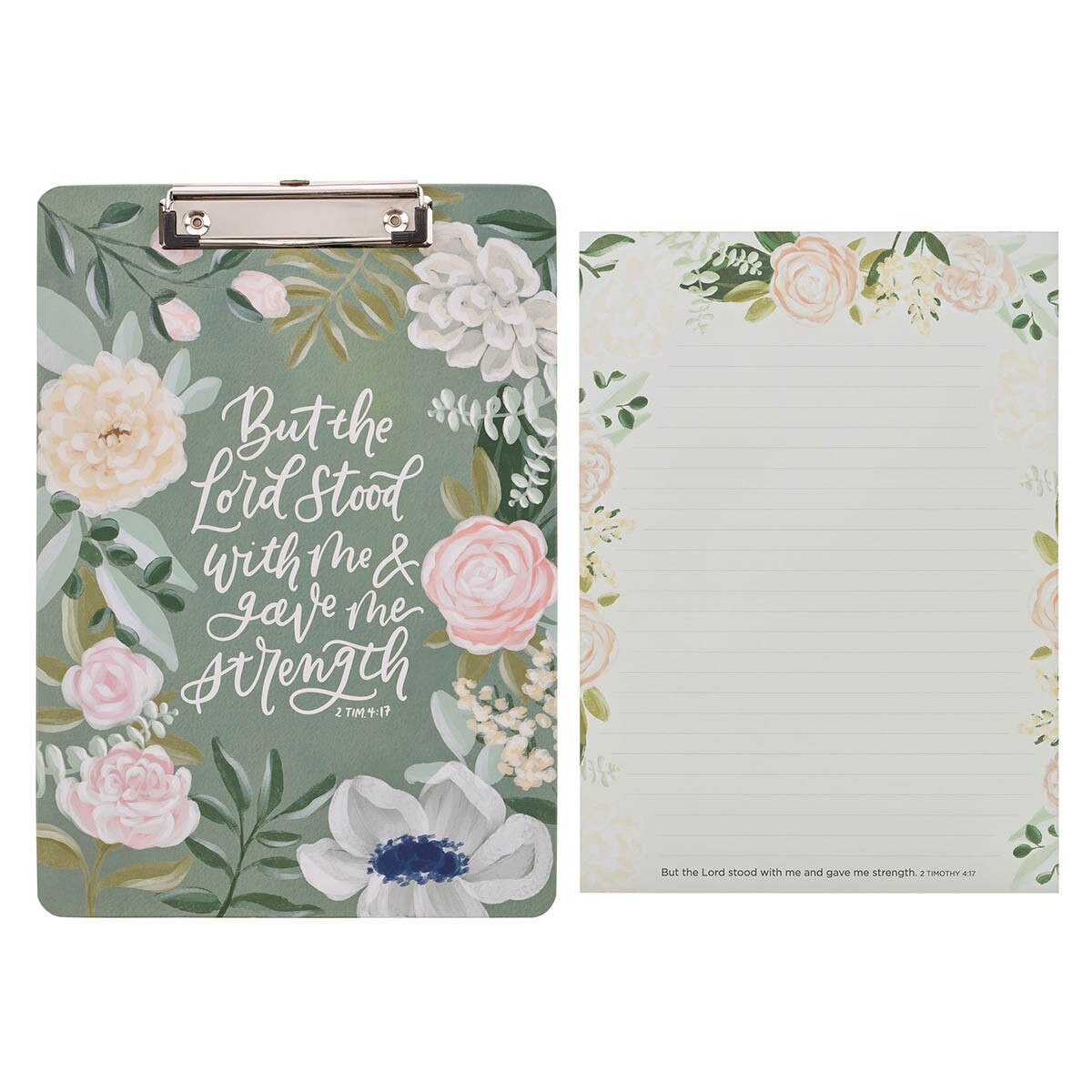 The Lord Stood With Me Green Garden Clipboard and Notepad – 2 Timothy 4:17