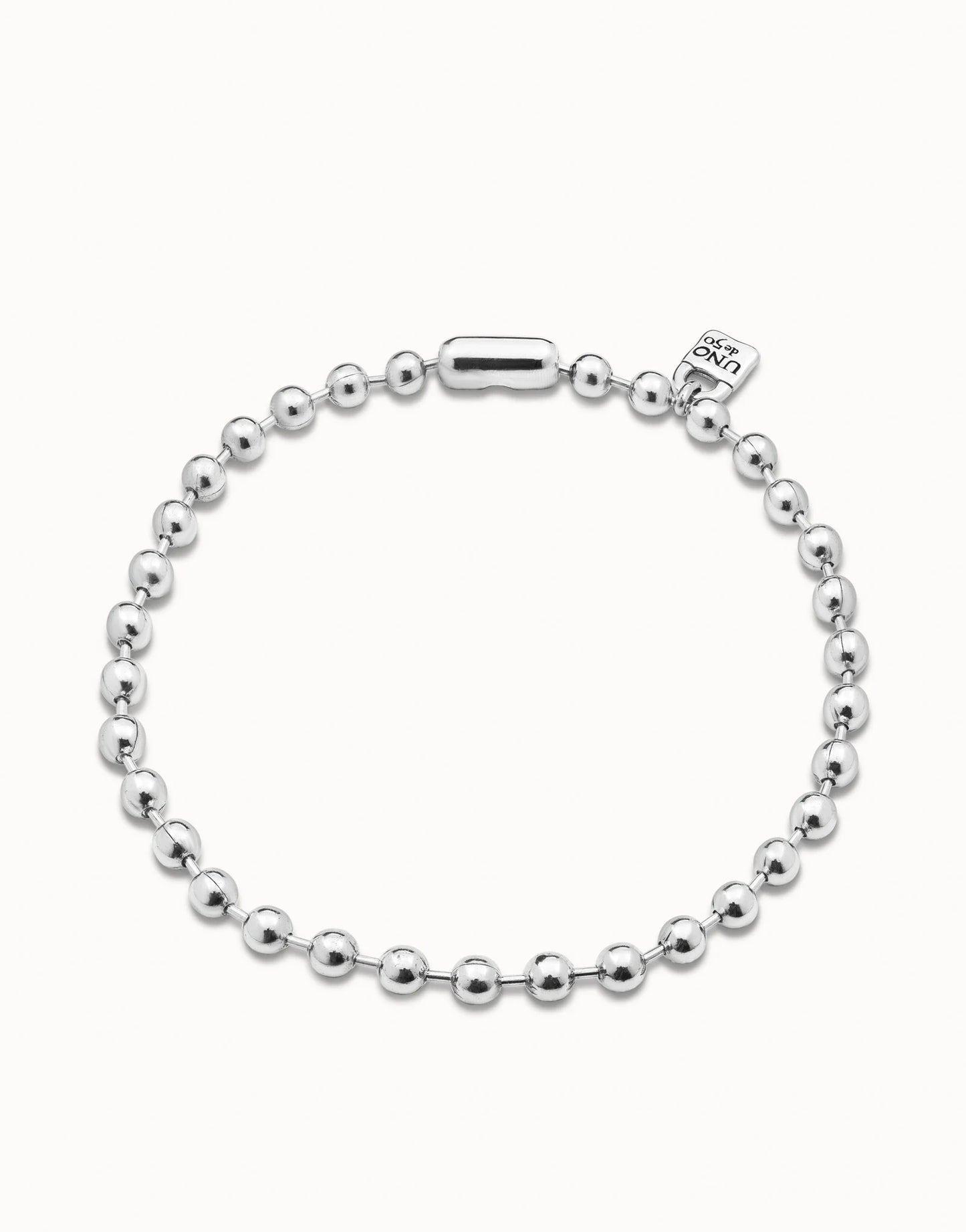 SNOWFLAKE Short Sterling Silver-plated Beaded Necklace with Padlock