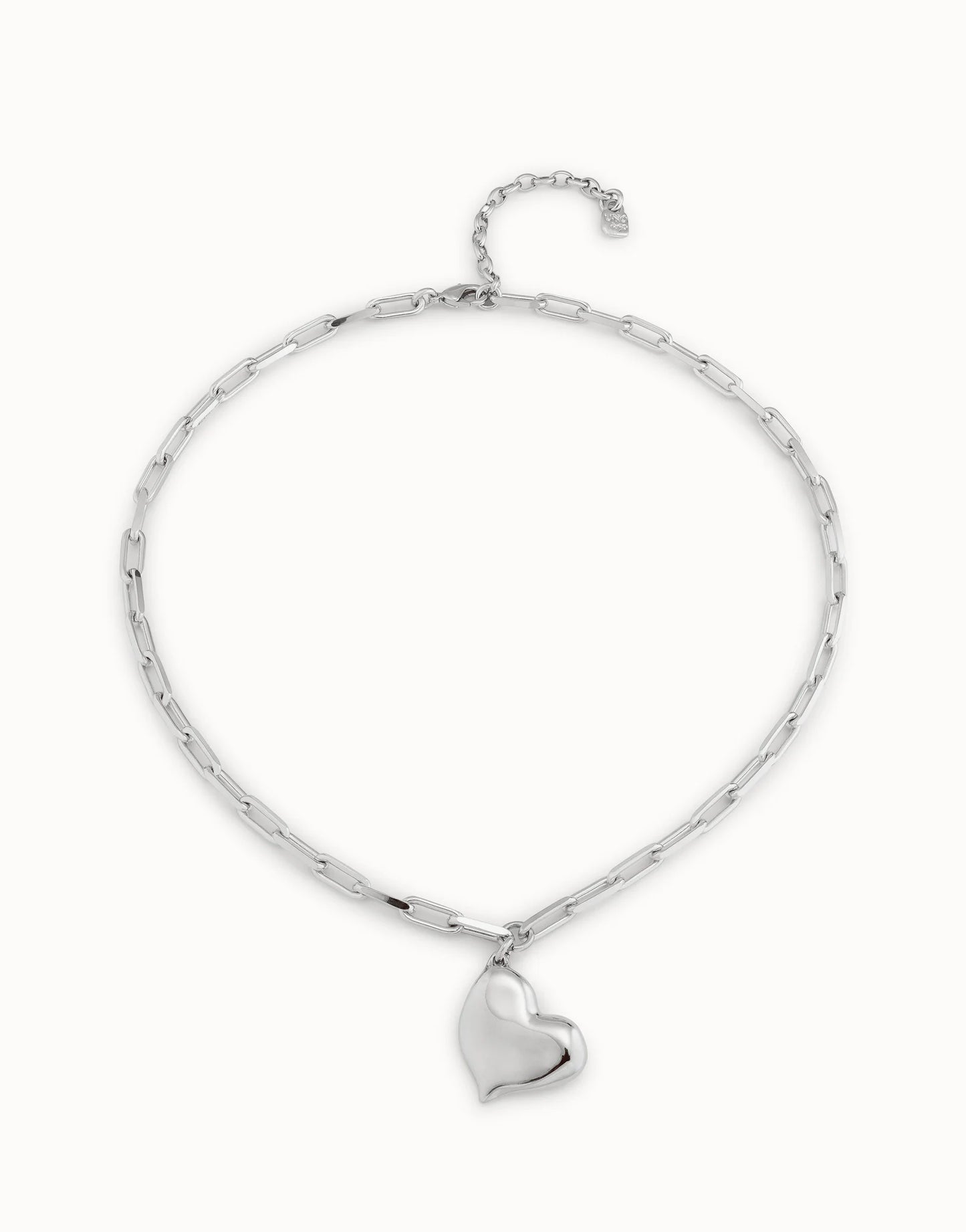 Sterling Silver-Plated Link Chain Necklace with Heart