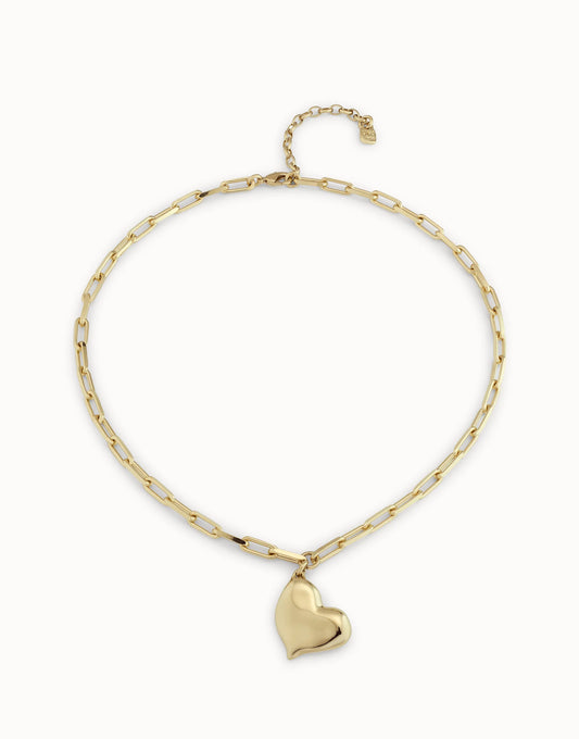 18K Gold-Plated Link Chain Necklace with Heart