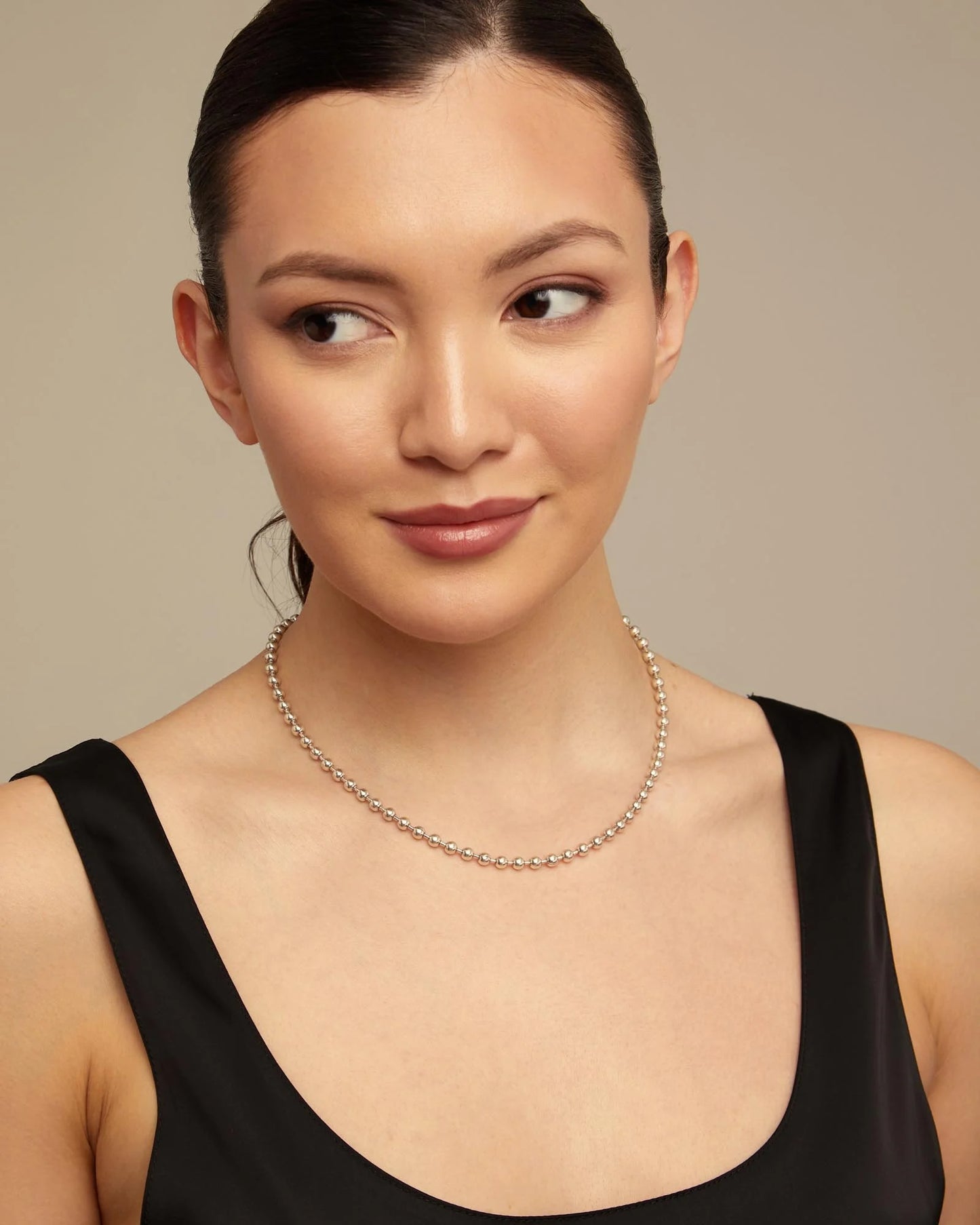 EMOTIONS Sterling Silver-plated Beaded Chain Necklace