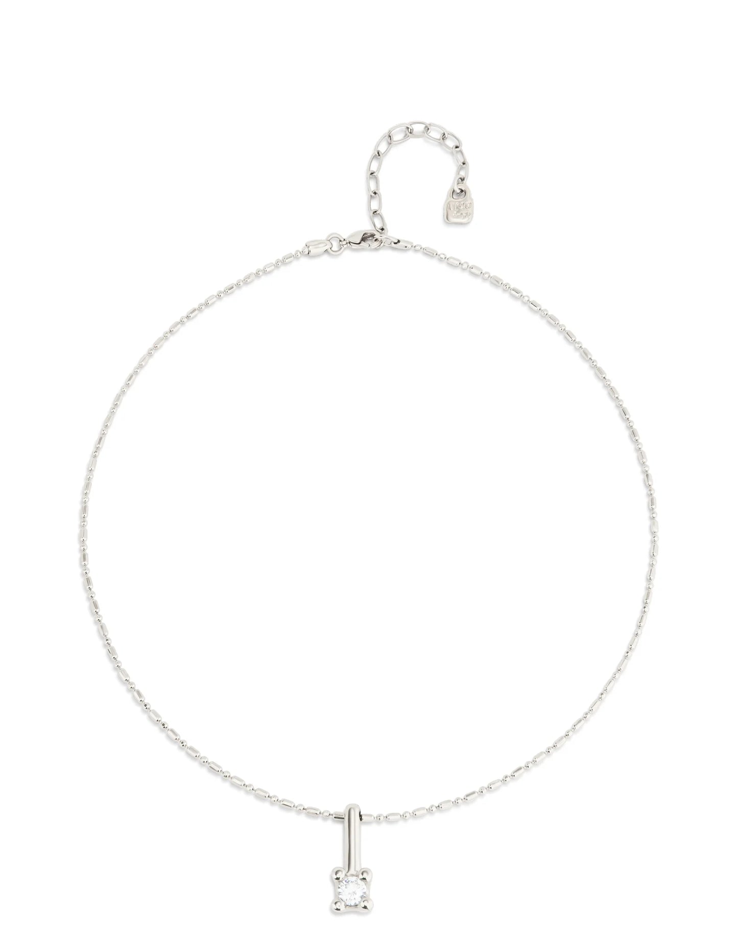 Sterling Silver-plated Chain Necklace with White Cubic Zirconia