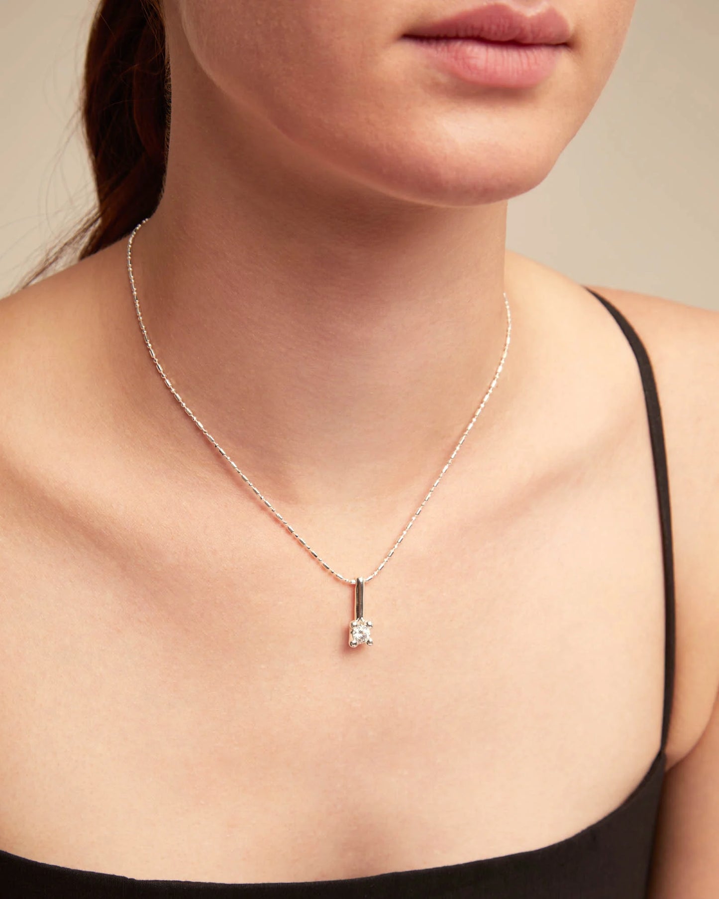 Sterling Silver-plated Chain Necklace with White Cubic Zirconia