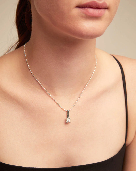 Sterling Silver-plated Chain Necklace with White Cubic Zirconia